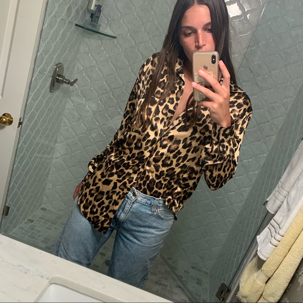 nasty gal button down cheetah shirt